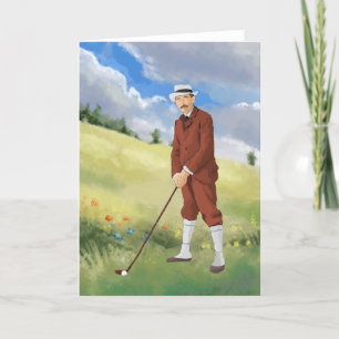 Tarjeta Golfista vintage en el rudo
