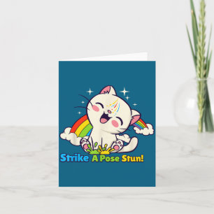 Tarjeta Golpea A Se Aturde Lindo Gato Arcoíris Energía Hum