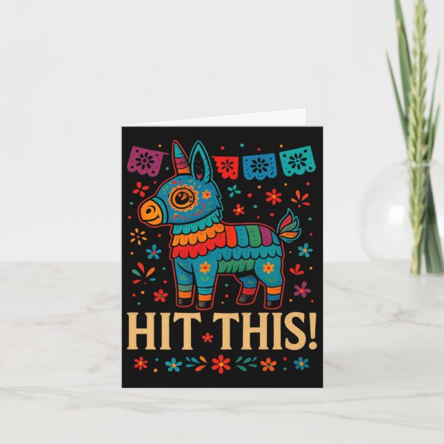 Tarjeta Golpea esta divertida piñata mexicana de cinco de  (Anverso)