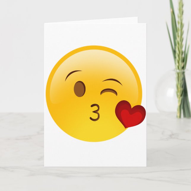 Tarjeta Golpear a un pegatina de emoji de beso (Anverso)