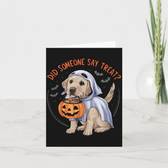 Tarjeta Golpes de cachorro labrador fantasma Halloween per (Anverso)
