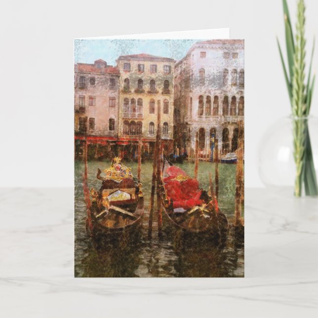 Tarjeta "GONDOLAS EN VENECIA" (manip. para parecer anticua (Anverso)