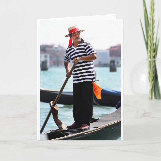 TARJETA GONDOLERO DE VENECIA CON SU GORRA (Anverso)