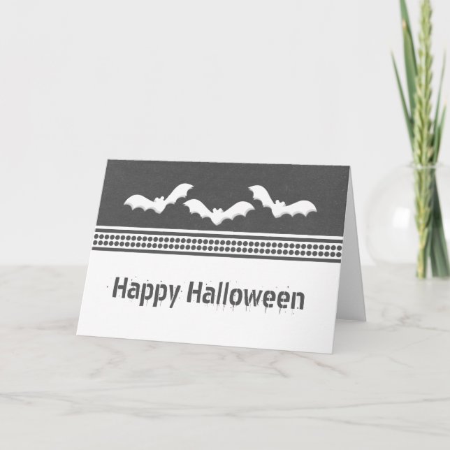 Tarjeta Gone Batty Halloween, gris oscuro (Anverso)