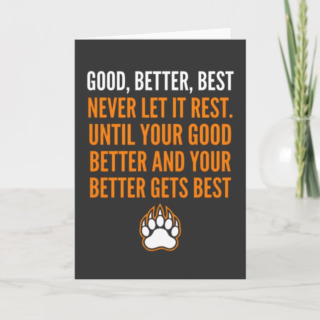 Tarjeta Good Better Best Never Let It Rest funny (Anverso)