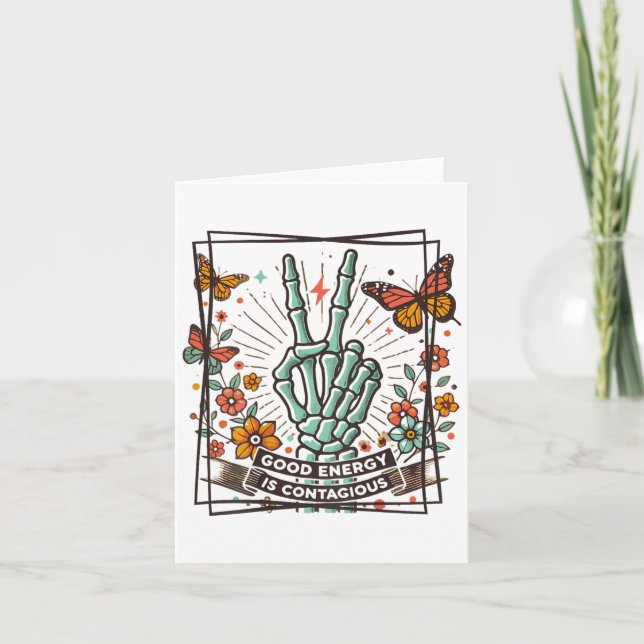 Tarjeta Good Energy Is Contagious, Motivational Stive  (Anverso)