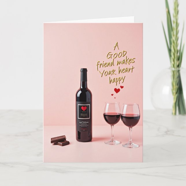 Tarjeta Good Friend Wine Chocolate Happy Card (Anverso)