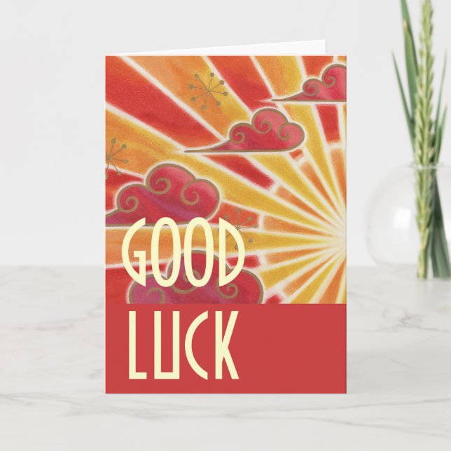 Tarjeta "Good Luck" del atardecer (Anverso)