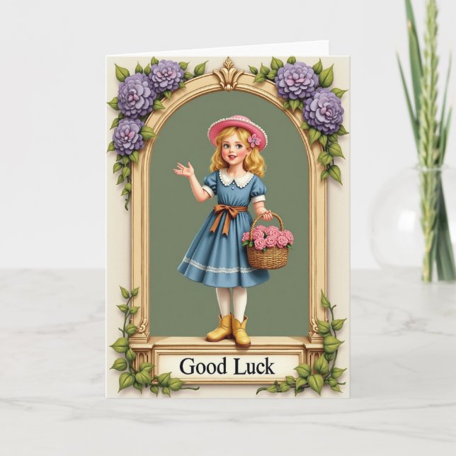Tarjeta Good Luck Girl Roses Archway Card (Anverso)