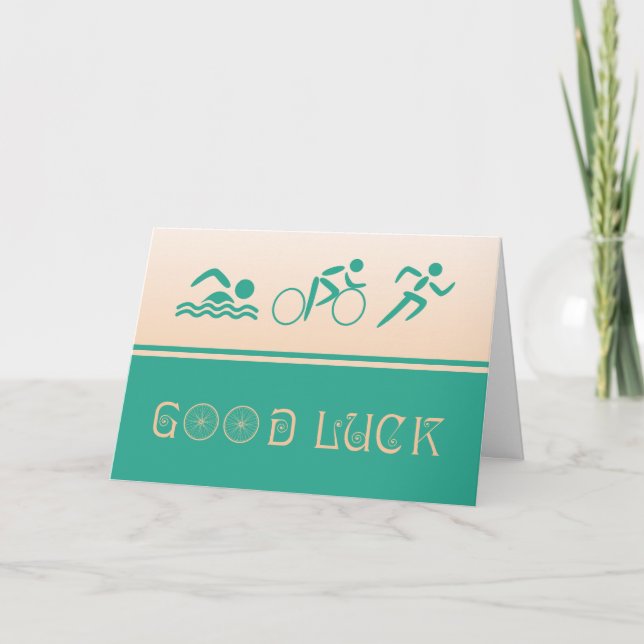 Tarjeta Good luck triathlon sport (Anverso)
