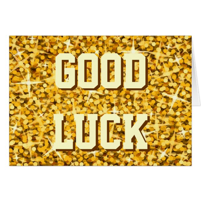 Tarjeta "Good Luck" "Your Text" de Glitz "Gold" "G (Anverso (Horizontal))