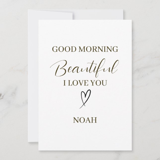 Tarjeta Good Morning Beautiful I Love You Personalized (Anverso)