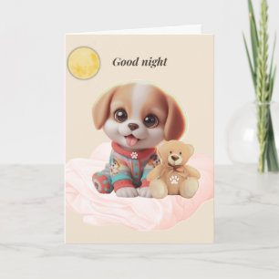 Tarjeta Good Night Cozy Puppy Greeting Card