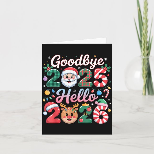 Tarjeta Goodbye 2025 Hello 2026 Christmas New Year Gift  (Anverso)