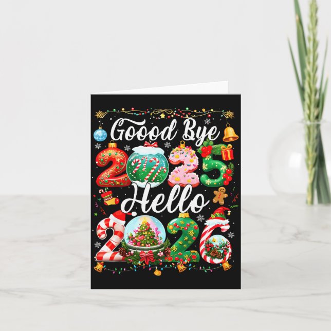 Tarjeta Goodbye 2025 Hello 2026 Happy New Year Christmas P (Anverso)