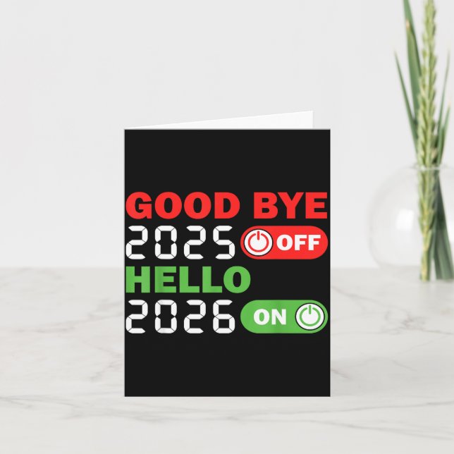 Tarjeta Goodbye 2025 Hello 2026 Happy New Year Party Famil (Anverso)