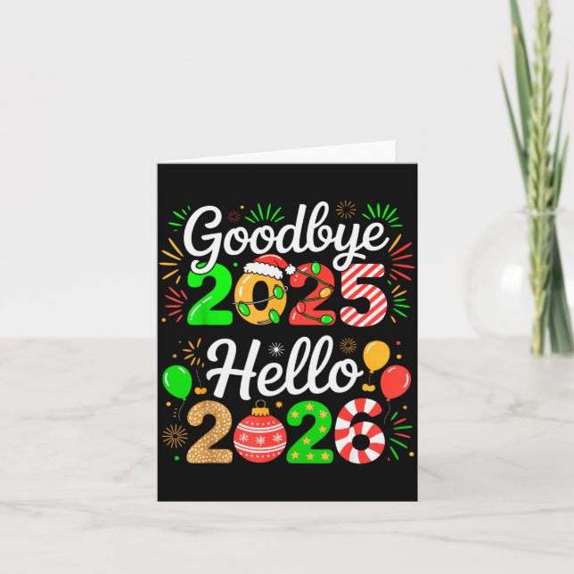 Tarjeta Goodbye 2025 Hello 2026 Happy New Year's Eve Chris (Anverso)