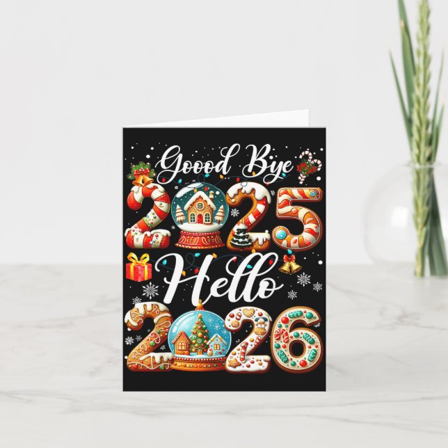 Tarjeta Goodbye 2025 Hello 2026 Happy New Year's Eve Chris (Anverso)