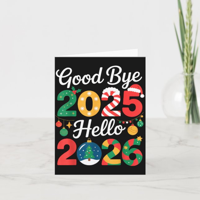 Tarjeta Goodbye 2025 Hello 2026 Happy New Year's Eve Chris (Anverso)