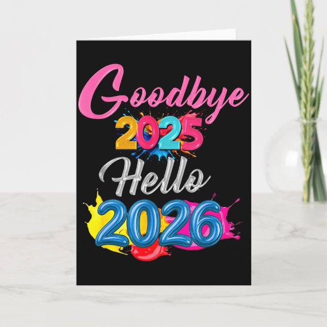 Tarjeta Goodbye 2025 Hello 2026 Kids Funny New Year  (Anverso)