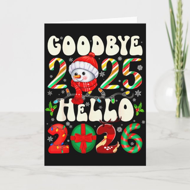 Tarjeta Goodbye 2025 Hello 2026 Merry Christmas Happy New  (Anverso)
