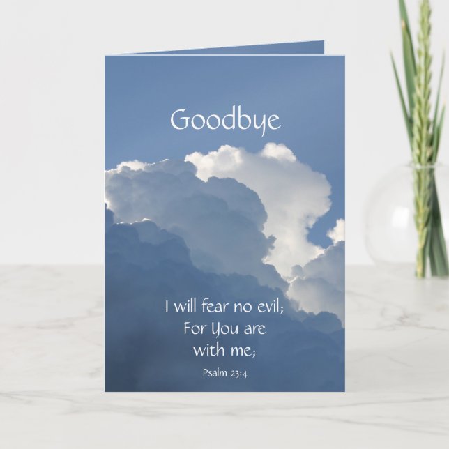 Tarjeta Goodbye Bible Scripture Psalm 23:4 Fear No Evil... (Anverso)