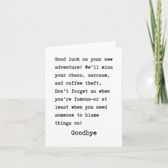 Tarjeta Goodbye moving out (Anverso)