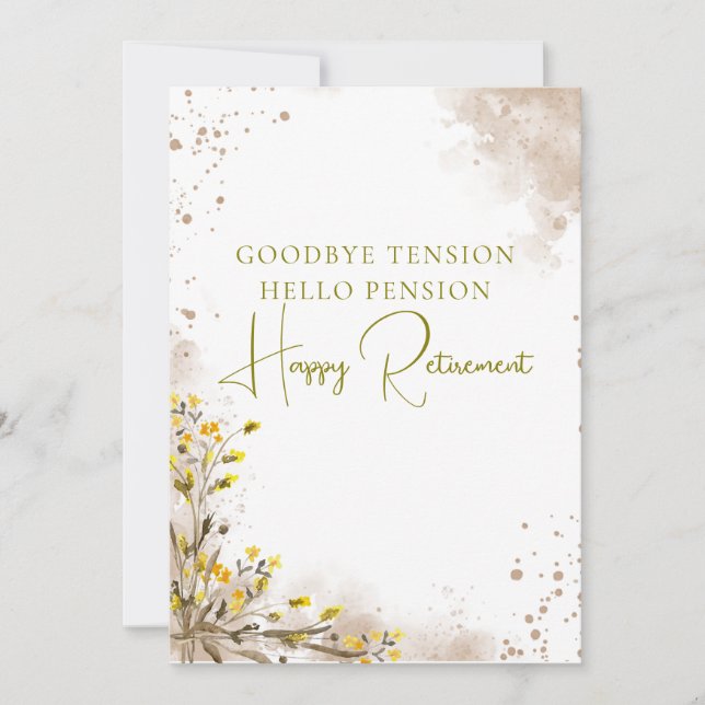Tarjeta Goodbye Tension Hello Pension Elegant Retirement  (Anverso)