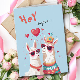 Tarjeta Goofy Llama Pun Kids El día de San Valentín gracio