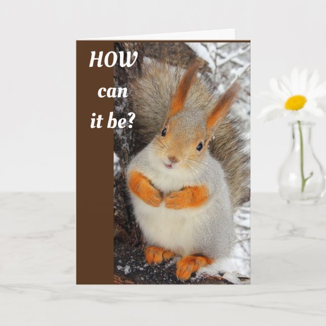 Tarjeta GOOFY SQUIRREL SAYS HAPPY **50th** (Planta pequeña)