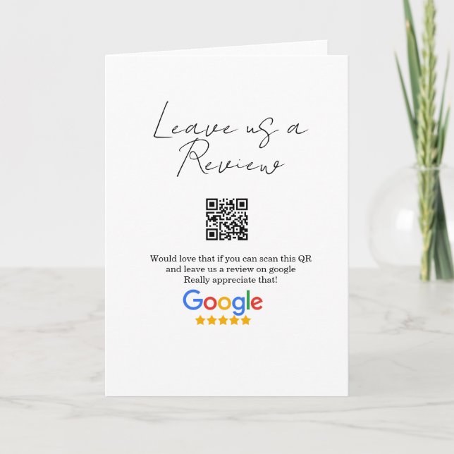 Tarjeta Google review business logo Scan QR review (Anverso)