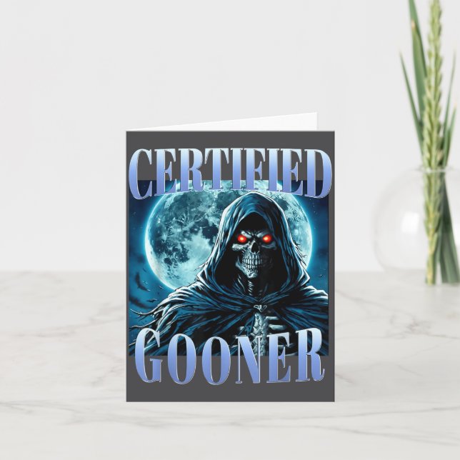 Tarjeta Goon Funny Gooning Meme Skeleton Certified Gooner  (Anverso)