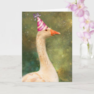 Tarjeta Goose En Un Cumpleaños Gorra Fiesta