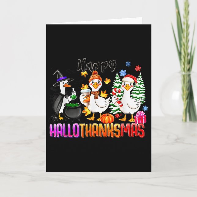 Tarjeta Gooses Halloween Thanksgiving Christmas Happy Hall (Anverso)
