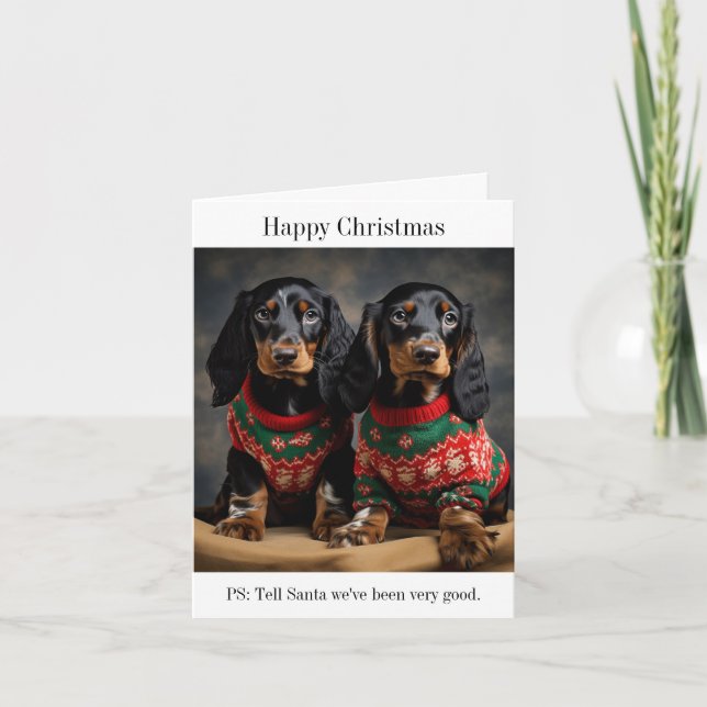 Tarjeta Gordon Setter cachorros en sudaderos Navidades (Anverso)