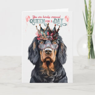 Tarjeta Gordon Setter Queen por un día divertido cumpleaño