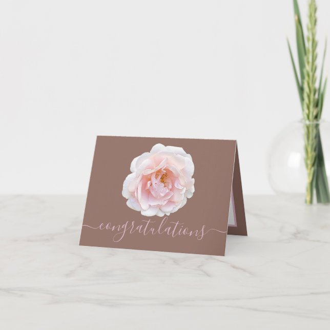 Tarjeta Gorgeous Pink Rose Pink Background Congratulations (Anverso)