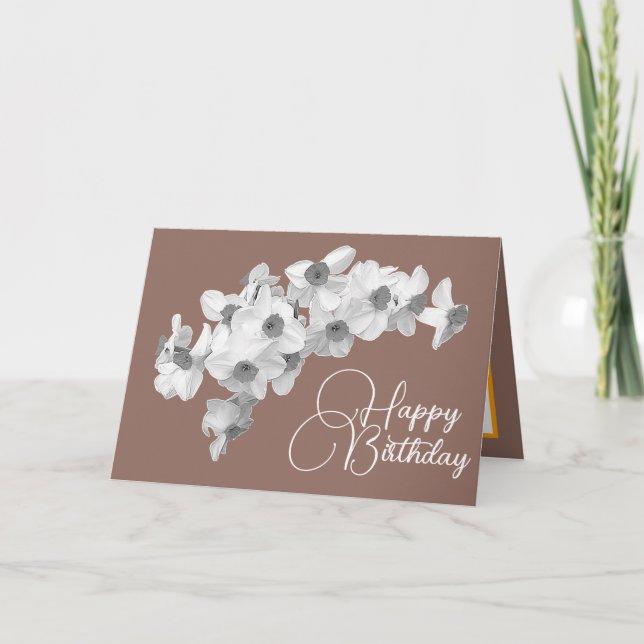 Tarjeta Gorgeous White Daffodils Pretty Bouquet Birthday (Anverso)
