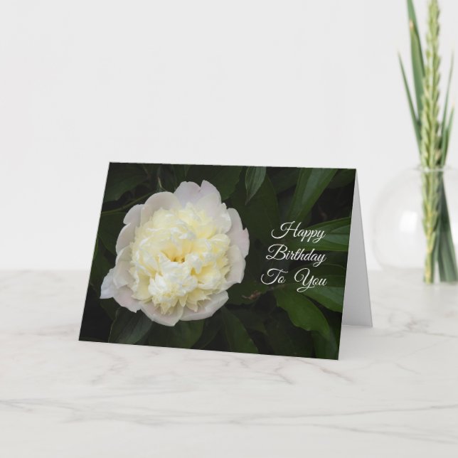 Tarjeta Gorgoous Peony Flower Fotografía feliz cumpleaños (Anverso)