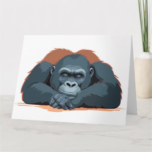 Tarjeta Gorila Adorable Tía Animal Dormido Relajante Diver