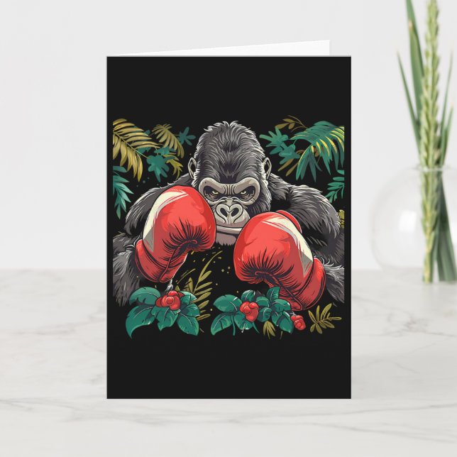 Tarjeta Gorila Boxeando Con Guantes De Boxeo Kickboxing Di (Anverso)