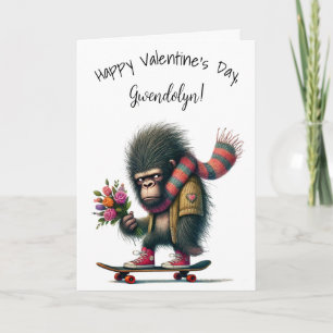 Tarjeta Gorila caprichoso divertido Feliz día de San Valen