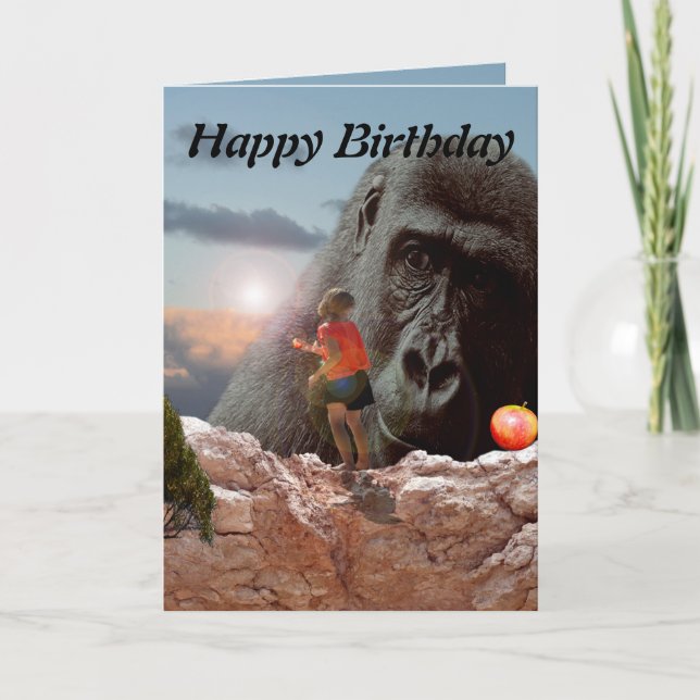 Tarjeta Gorila con los ojos de amor, cumpleaños (Anverso)