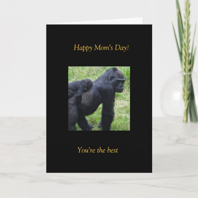 Tarjeta Gorila del día de la mamá feliz (Anverso)