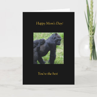 Tarjeta Gorila del día de la mamá feliz