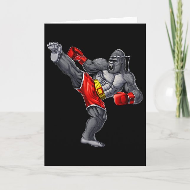 Tarjeta Gorilla Muay Thai Boxing Karate Kickboxing Martial (Anverso)