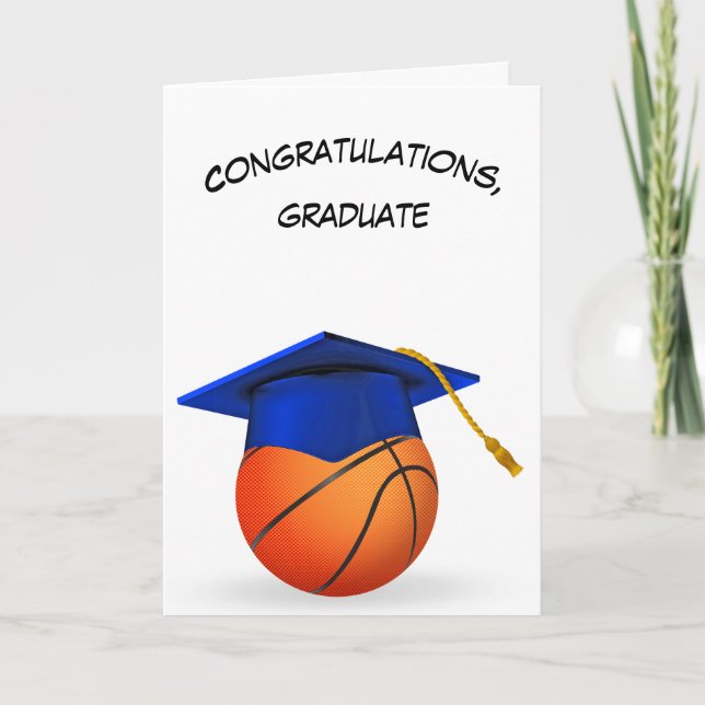 Tarjeta Gorra azul de graduación en baloncesto (Anverso)