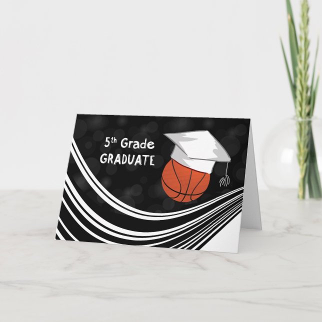 Tarjeta Gorra de baloncesto de quinto grado con negro (Anverso)