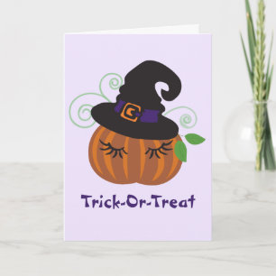 Tarjeta Gorra De Brujas De Calabaza De Halloween Trick O T