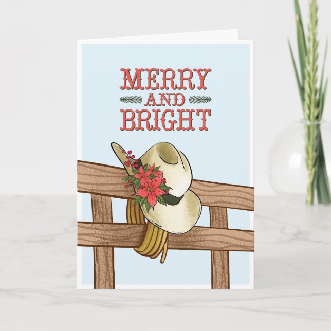 Tarjeta Gorra de Cowboy amargo y brillante con Navidades d (Anverso)